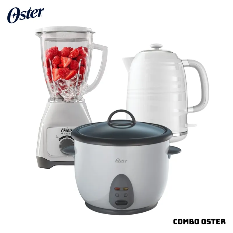OSTER - COMBO OSTER ARROCERA + HERVIDOR + LICUADORA - BLANCO