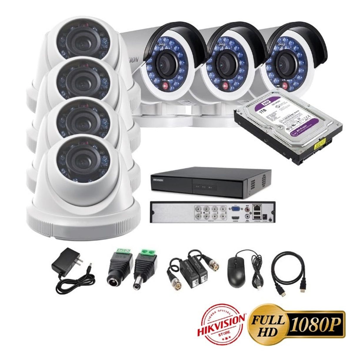 HIKVISION - kit 7 Cámaras Seguridad FULLHD Hikvision 1tb