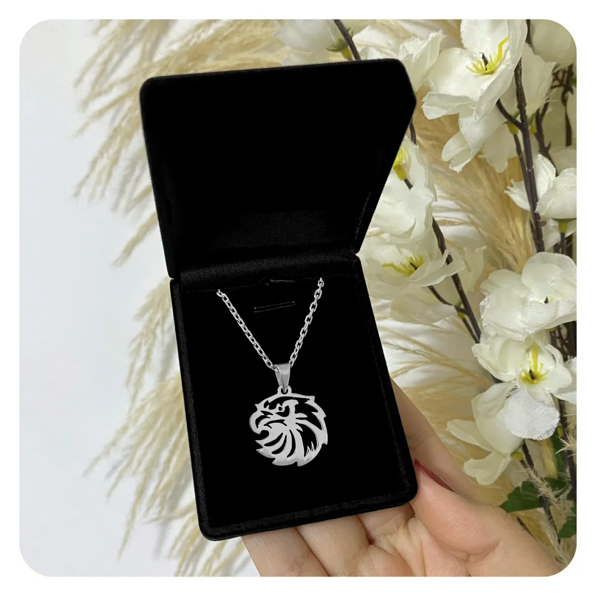 GENERICO - Collar Hombre Dije Águila Joya Regalo Papá Novio Plata