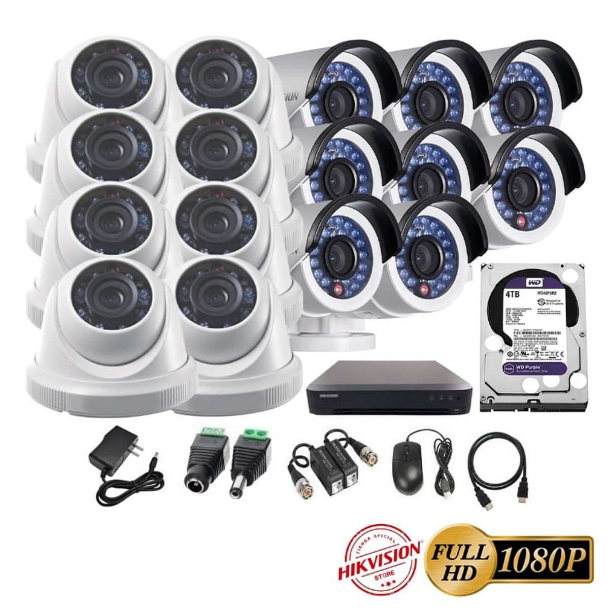 HIKVISION - kit 16 Cámaras Seguridad FULLHD Hikvision 4tb