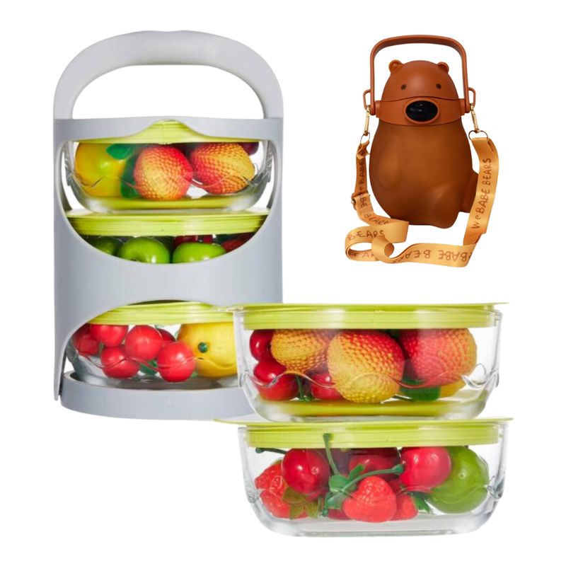 HYGGE - Lonchera Táper de Vidrio Portátil Recipiente Hermético Apilable