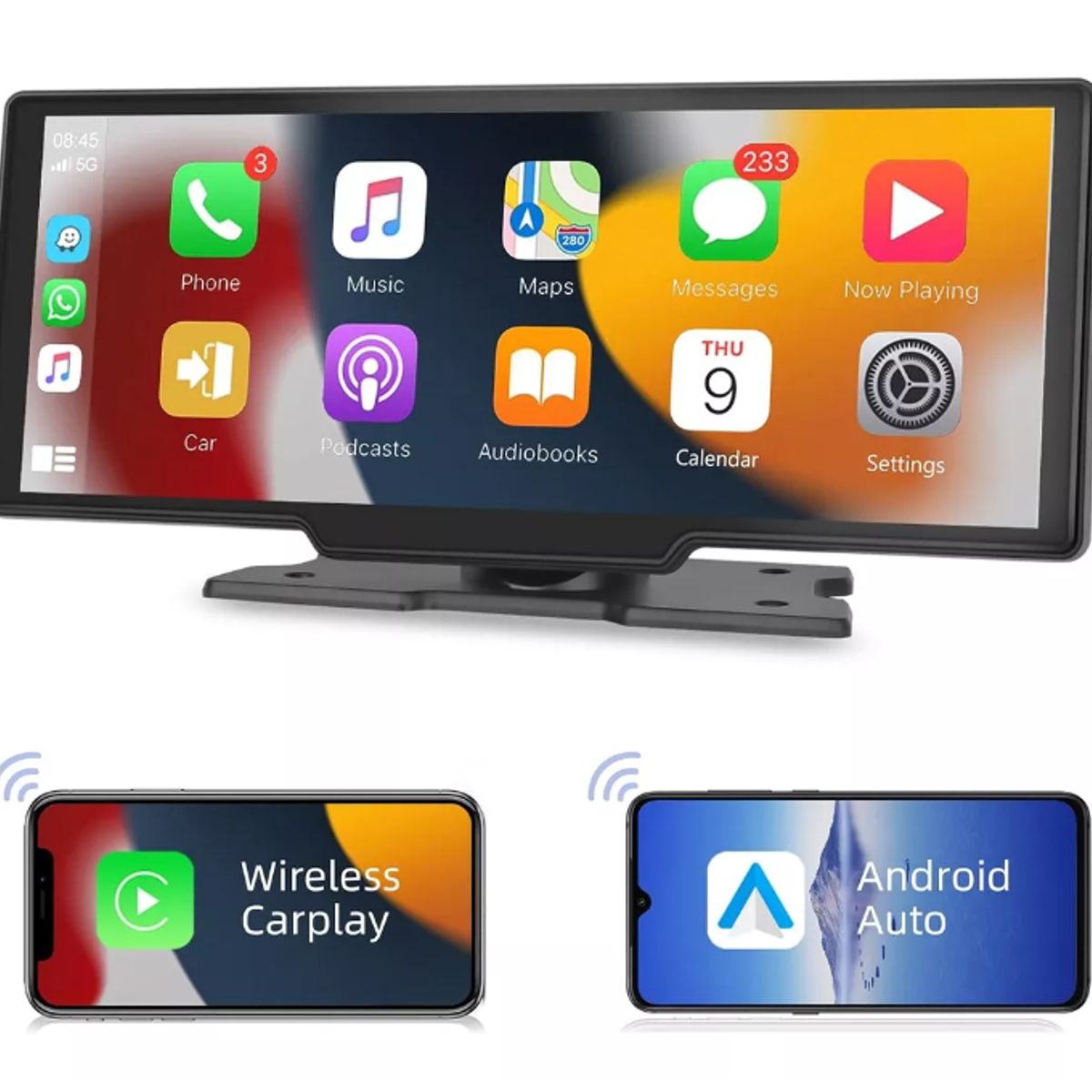 GENERICO - PANTALLA COMPATIBLE CON CARPLAY inalambrico Y ANDROID AUTO AUTORADIO