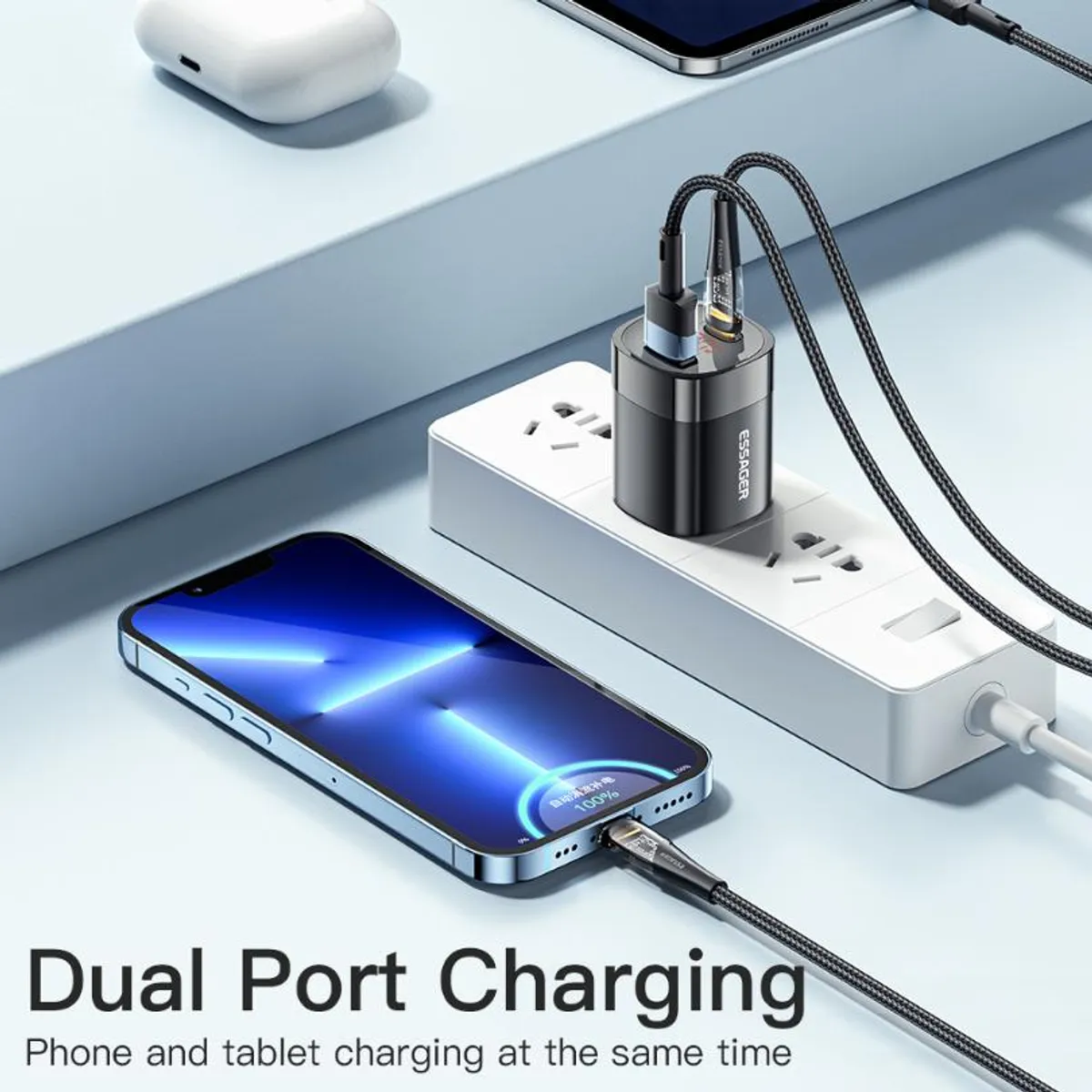 ESSAGER - Enchufe de carga rapida 33w para iphone  sansumg xiaomi