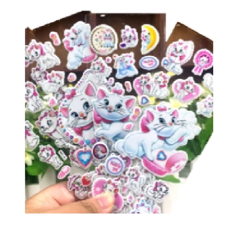 GENERICO - Pack x 10 láminas de Stickers Aristogatos Pig Acolchados