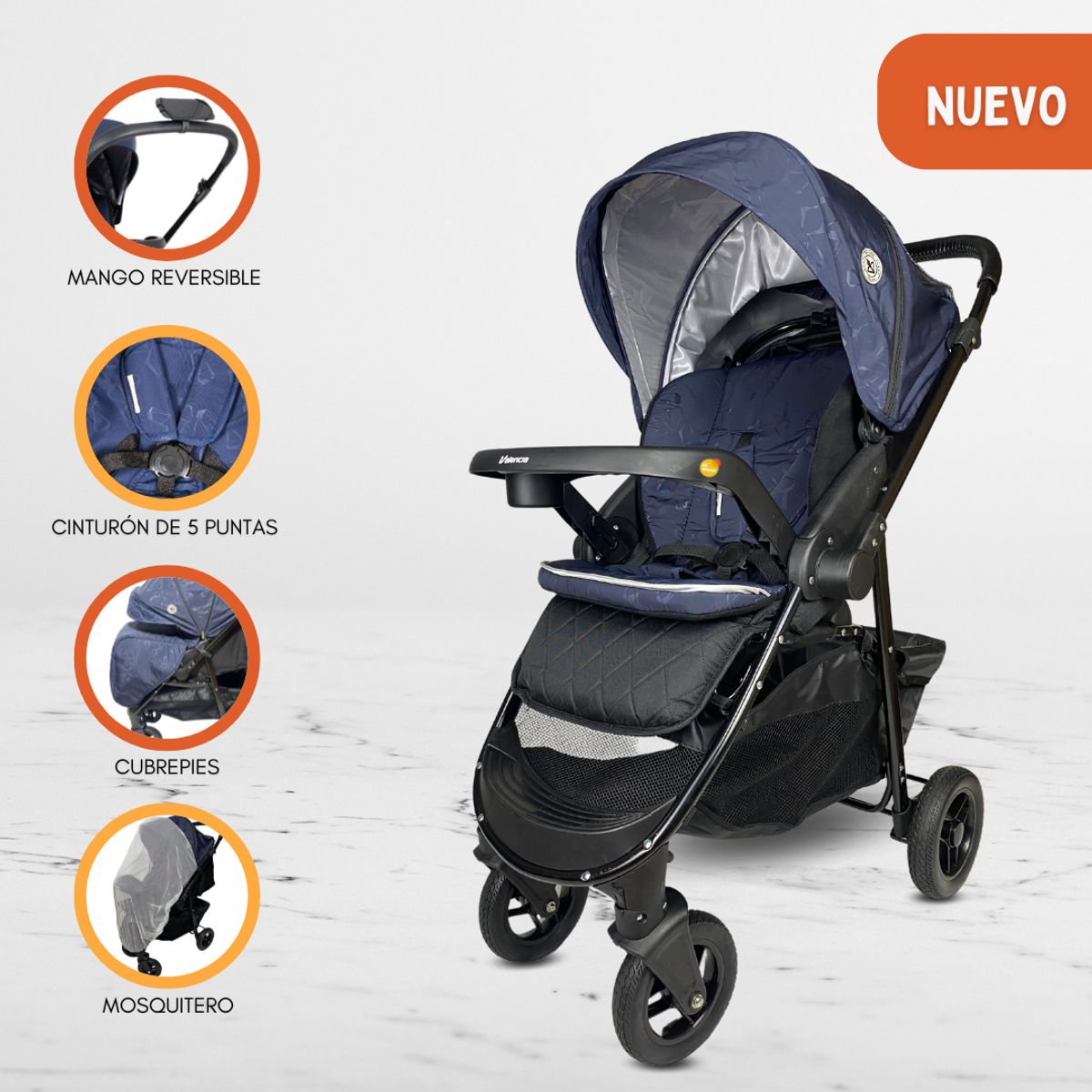 BABY HAPPY - Coche Cuna de Lujo «NEW VALENCIA» Graffiti Blue
