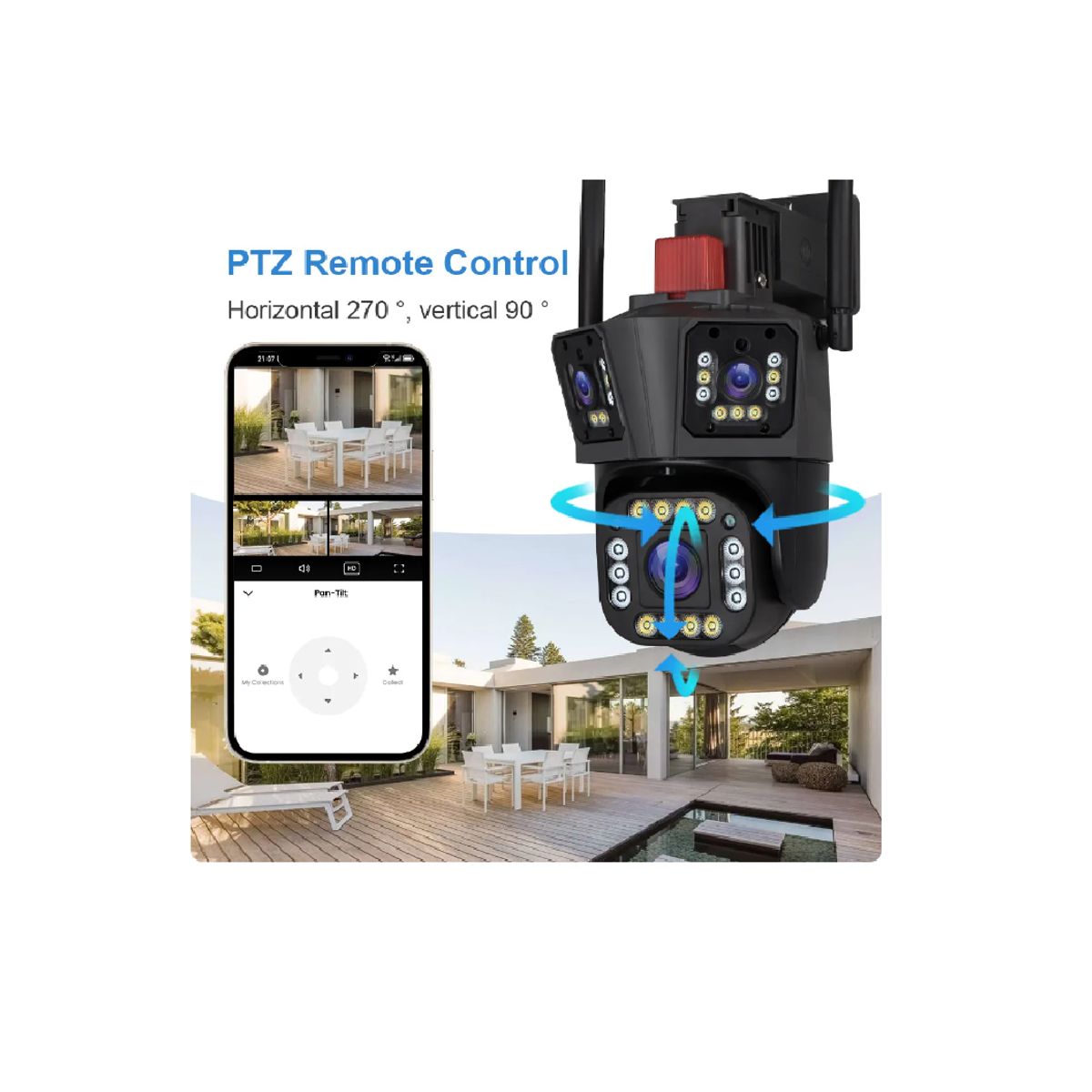 SEISA - Cámara De Seguridad IP con Triple Lente Intercomunicador WQ839