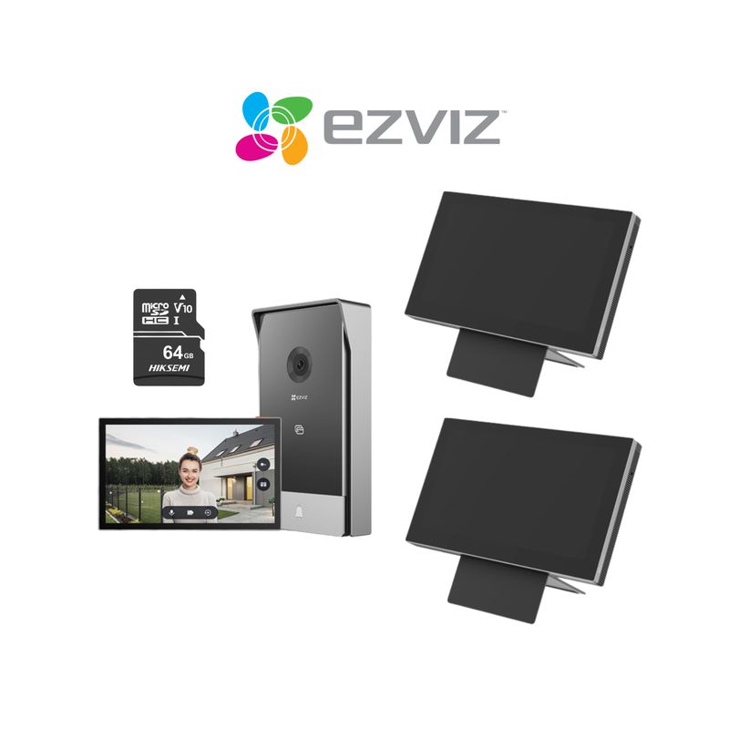 EZVIZ - Videoportero doméstico HP7 2K + 2 Unid Monitor Táctil SD7 + Micro SD64gb - Ezviz