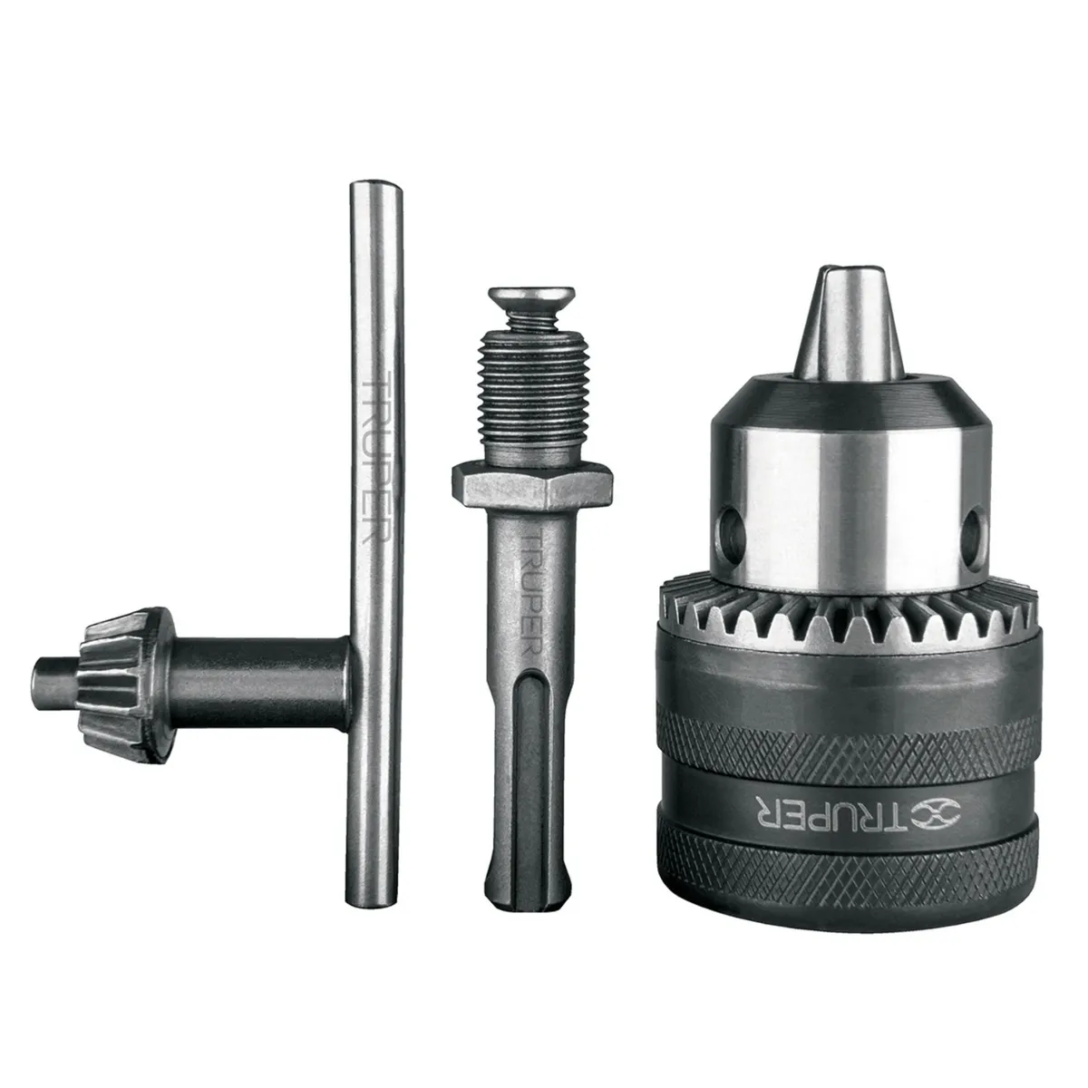 TRUPER - kit mandril broquero con llave y adaptador para taladro SDS Plus