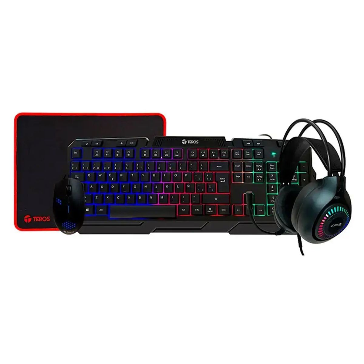 TEROS - COMBO GAMER 4 EN 1 TECLADO MOUSE AUDIFONOS PAD MOUSE TEROS TE-4063N
