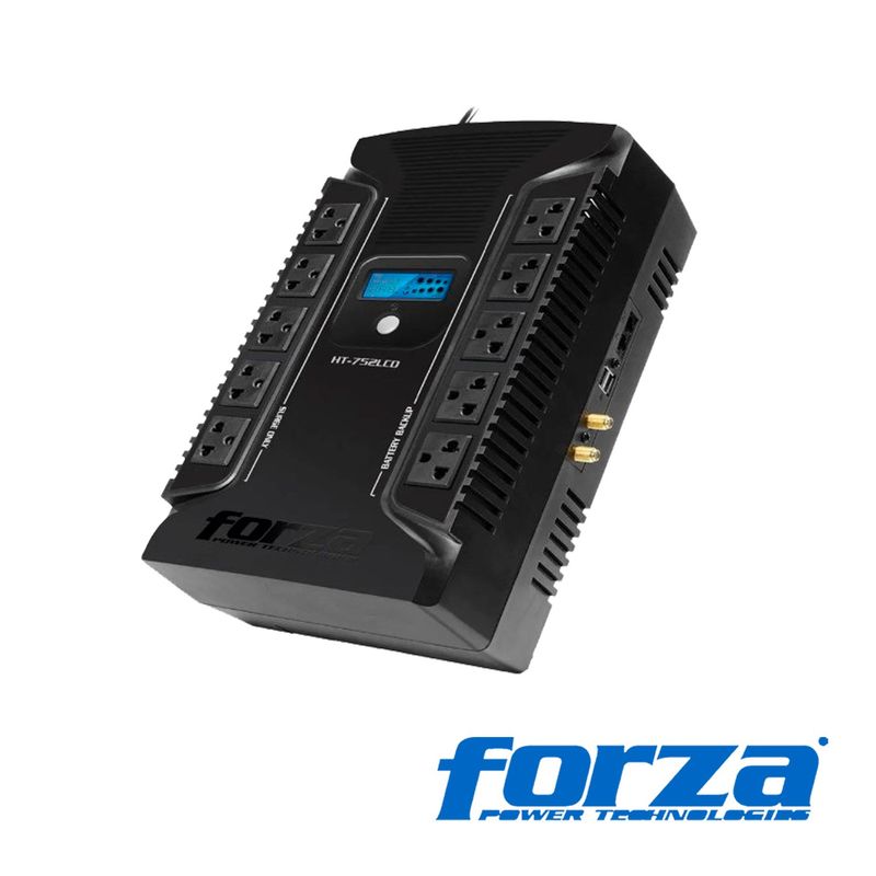 FORZA - UPS forza Ht-752lcd 750va/450w 10 salidas Universal 2 Usb