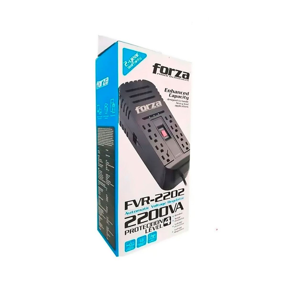 FORZA - Estabilizador Fvr-2202 Automático Forza 8 Tomas 2200VA/1100W