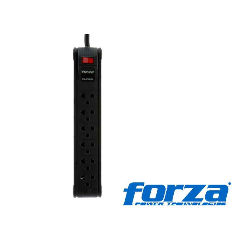 FORZA - Regleta De 6 Tomas Forza Negro 220v Ps-1006b 03 Metros de cable