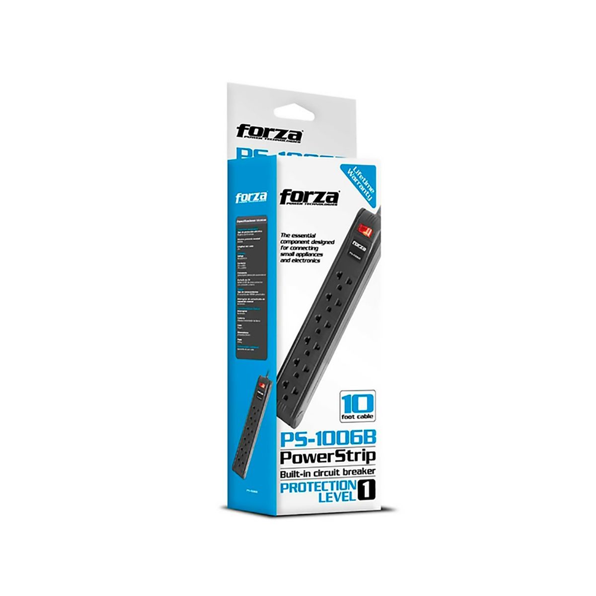 FORZA - Regleta De 6 Tomas Forza Ps-1006B Negro 220V 03 Metros De Cable