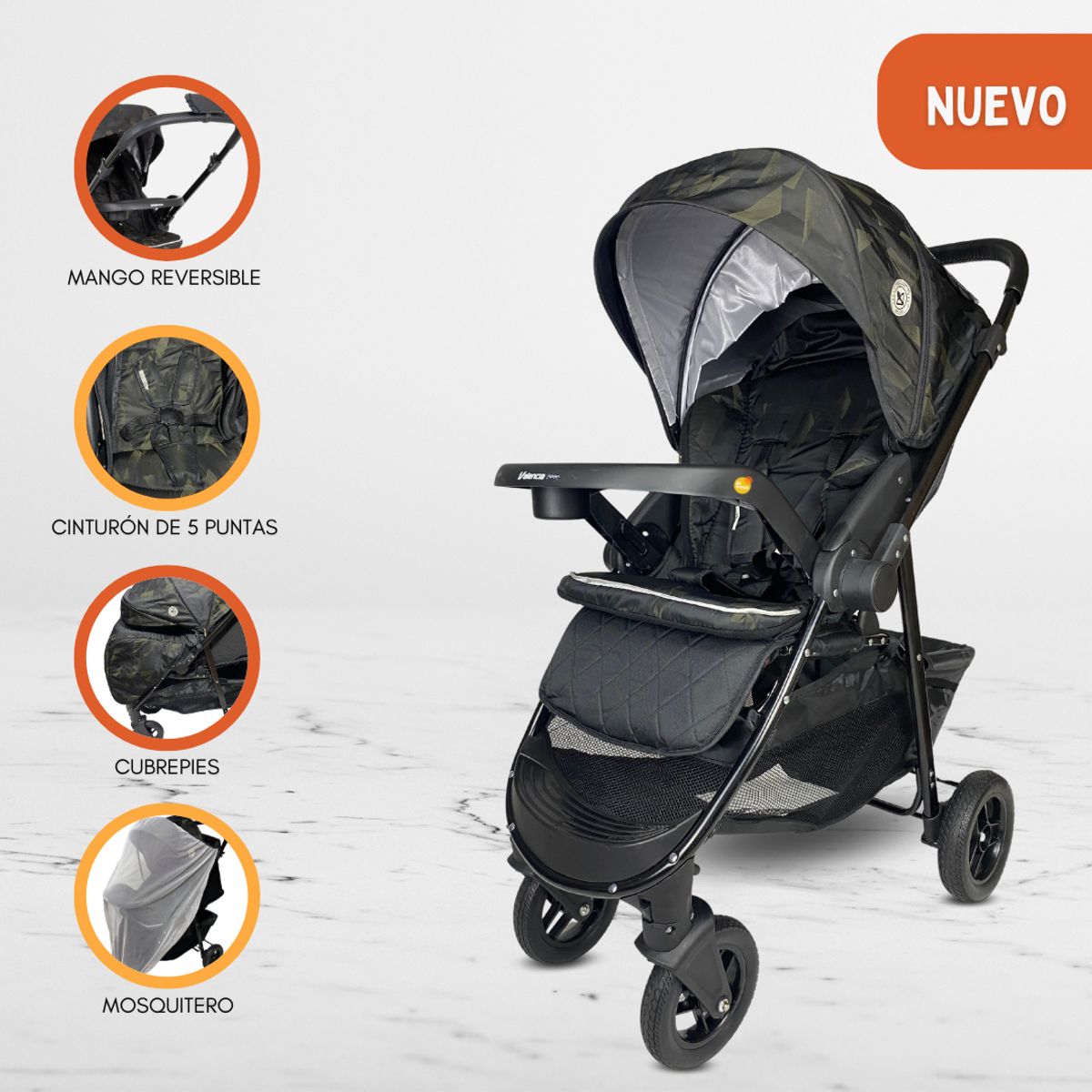 BABY HAPPY - Coche Cuna de Lujo «NEW VALENCIA» Graffiti Black
