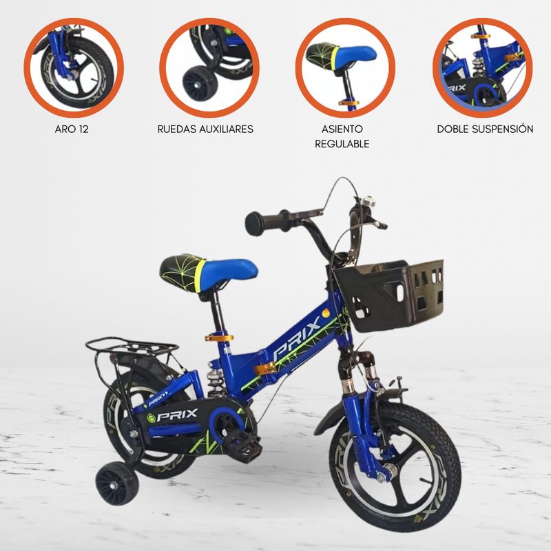 BABYGO - Bicicleta Plegable de Aluminio para Niños «PRIX» Blue