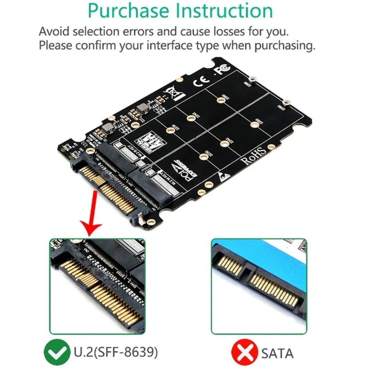 GENERICO - Adaptador M2 SSD a Nvme Bm Sata Ngff Ssd Pci-e A U2 Sff-8639