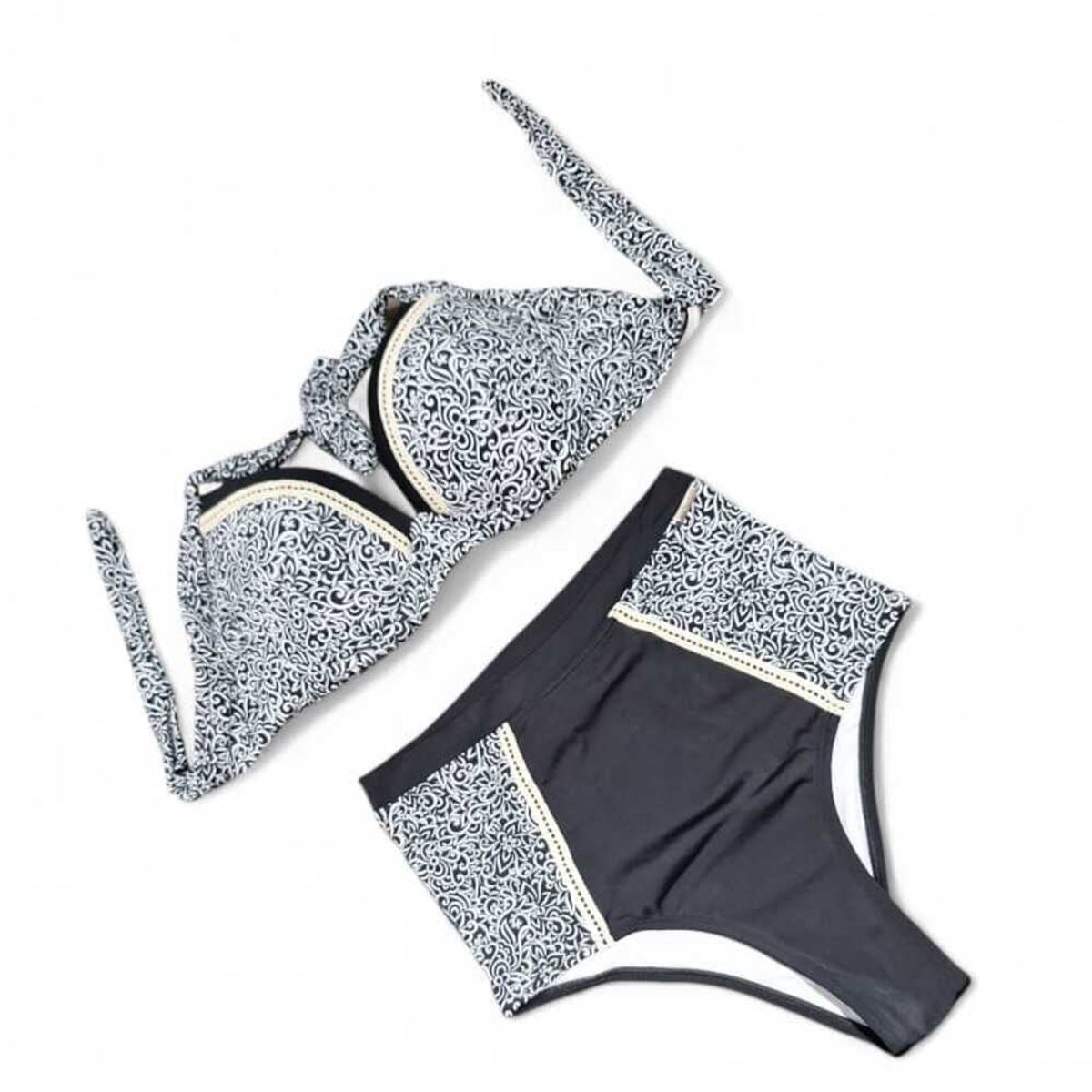 GENERICO - Bikini Detalle El Crochet Copa Aro Calzon Alto.-