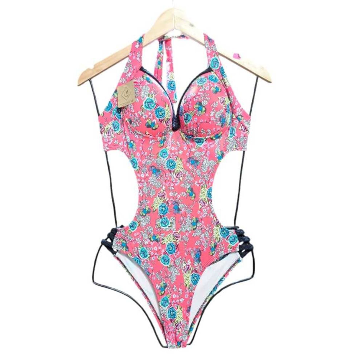 GENERICO - Trikini Crochet Copa Aro Color Rosado Fuerte Licra Uv.-