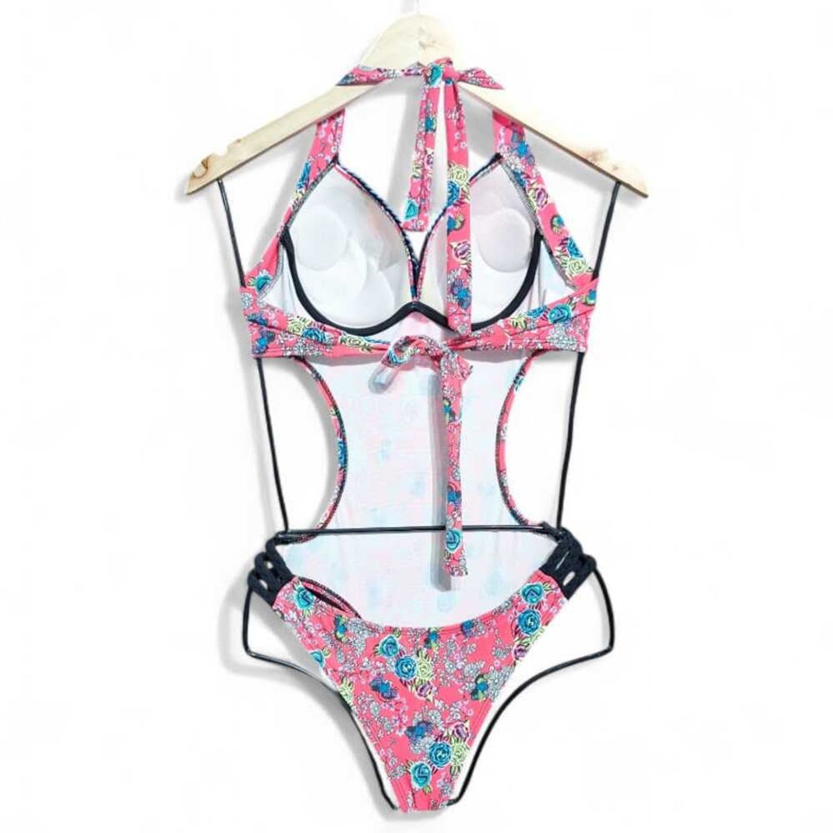 GENERICO - Trikini Crochet Copa Aro Color Rosado Fuerte Licra Uv.-