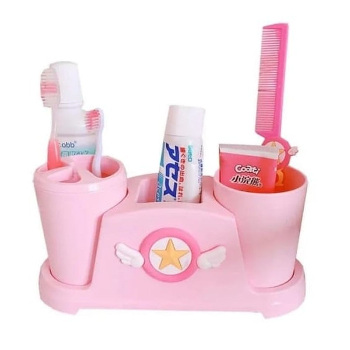 GENERICO - Portacepillo de dientes para baño Rosado 02 vasos - Niña