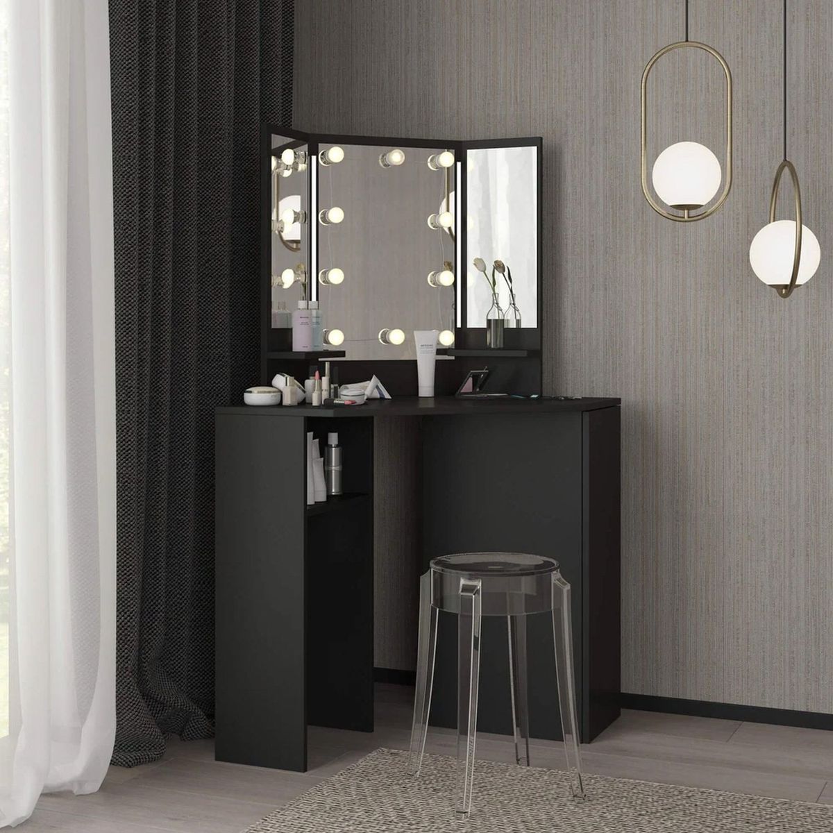 VENTITAS HOME - Tocador + Espejo Mackey Ventitas Home Color Negro