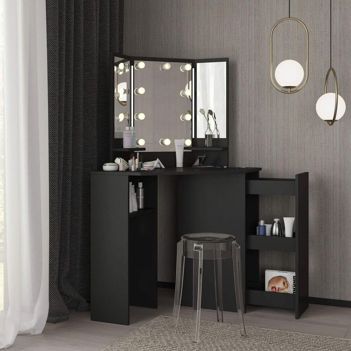 VENTITAS HOME - Tocador + Espejo Mackey Ventitas Home Color Negro