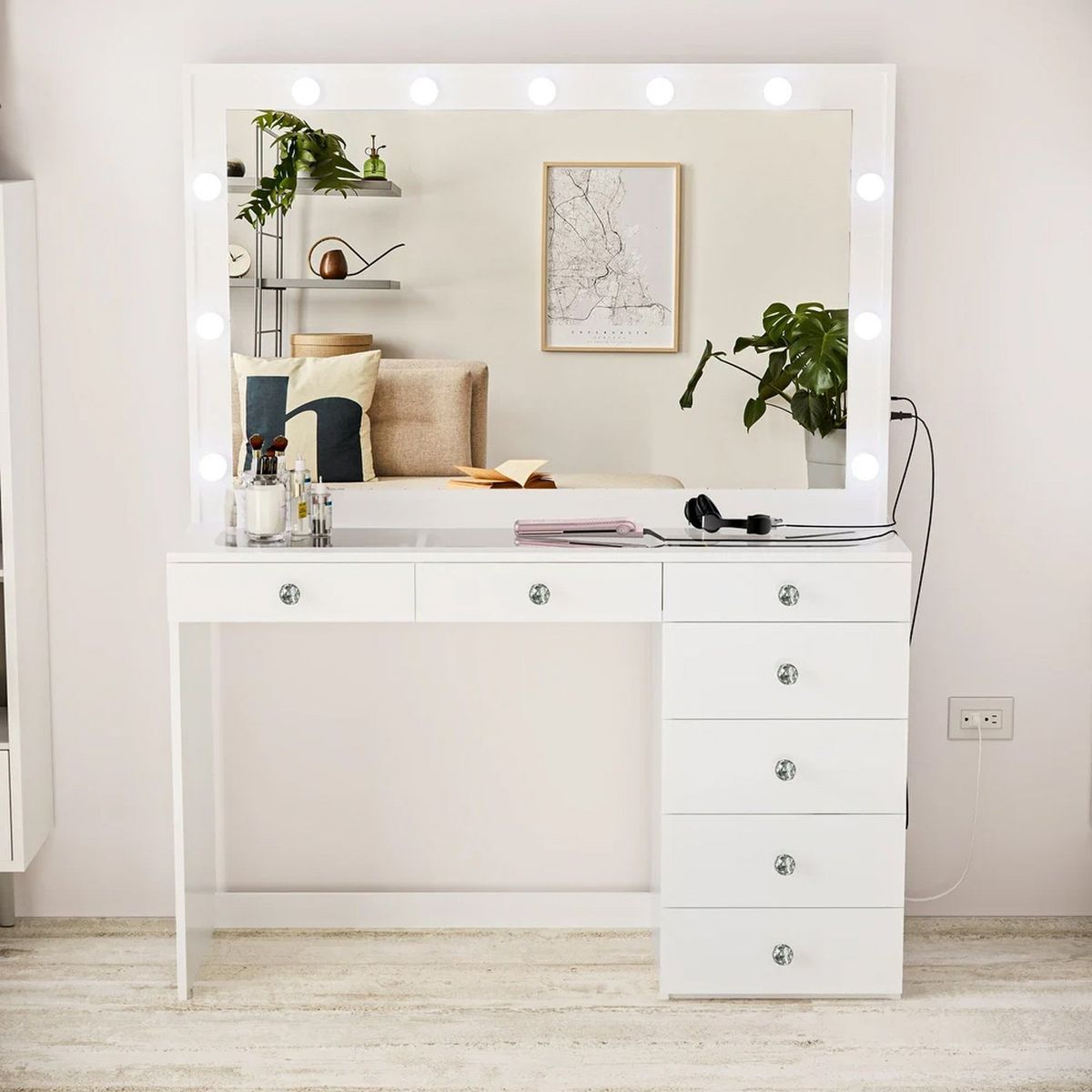 VENTITAS HOME - Tocador + Espejo Kendra Ventitas Home Color Blanco