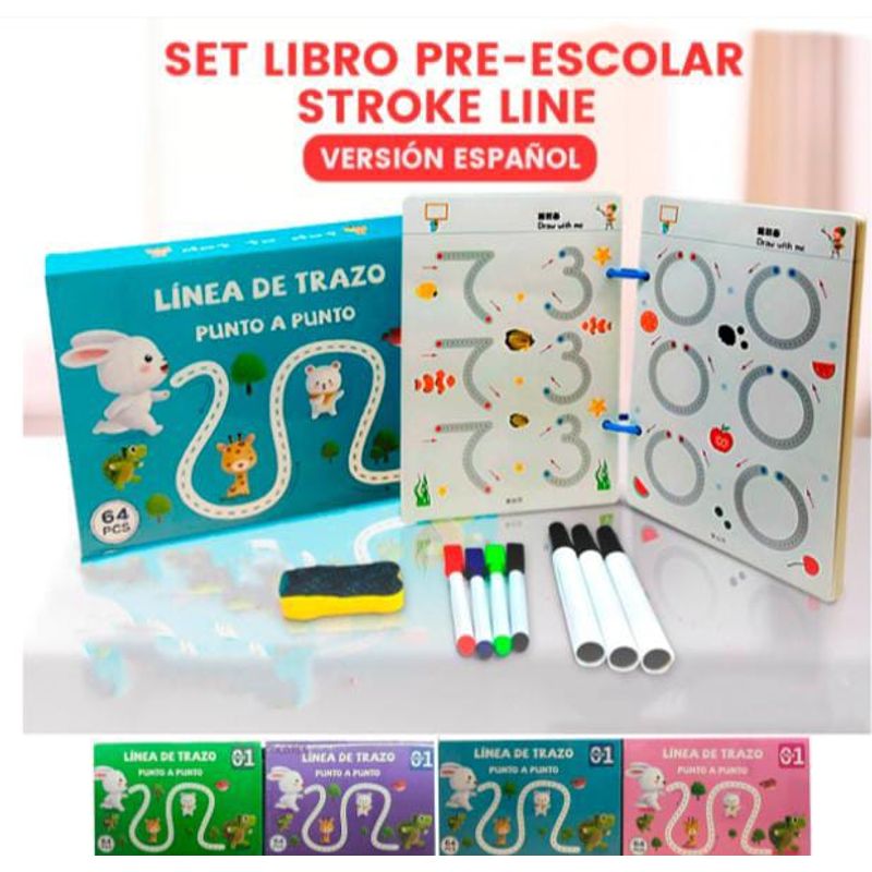 GENERICO - Cuaderno Para Niños Pequeños Con Bolígrafo Borrable Y Goma D