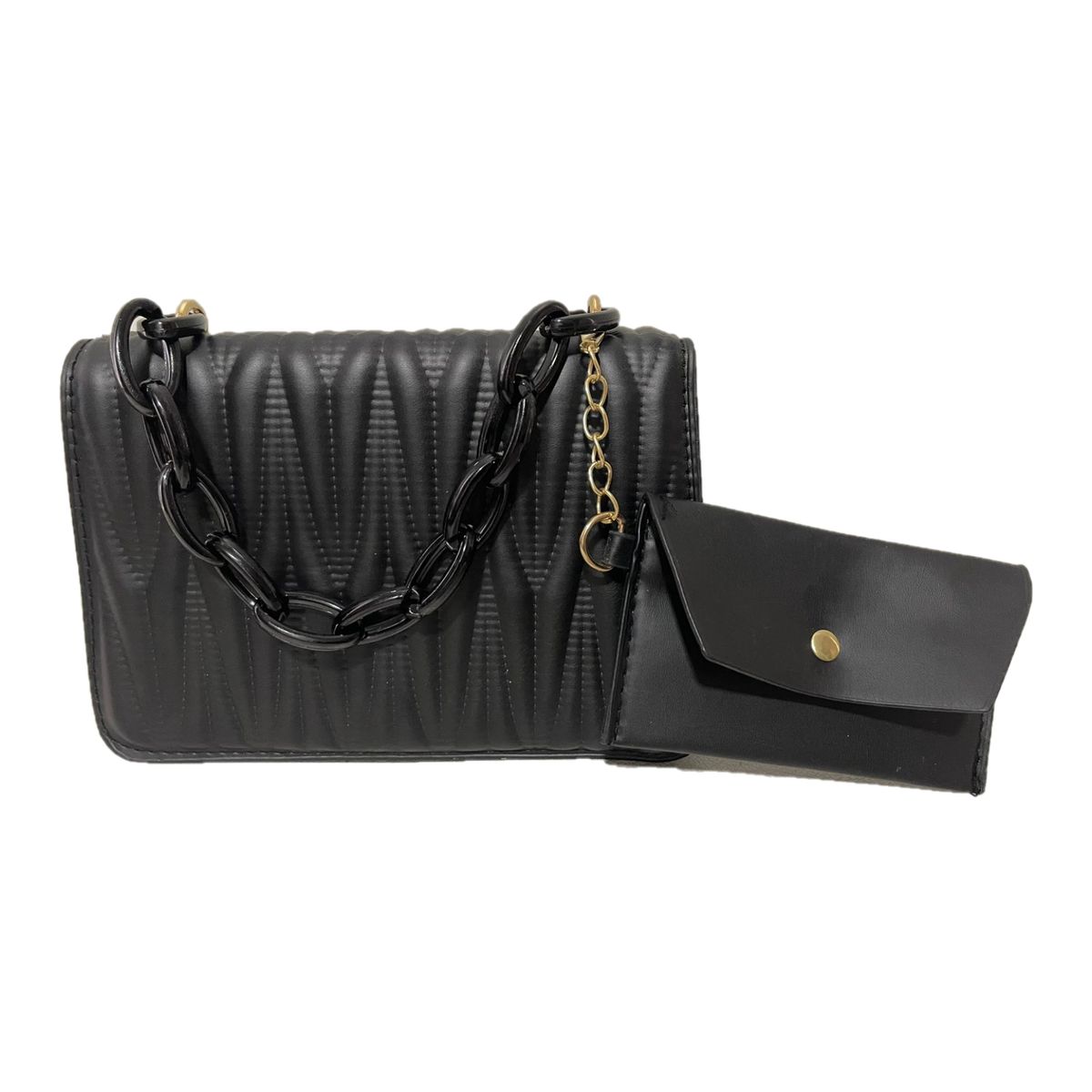 GENERICO - Cartera con Mini monedero 2 en 1 Cuero Sintetico Con Cadena