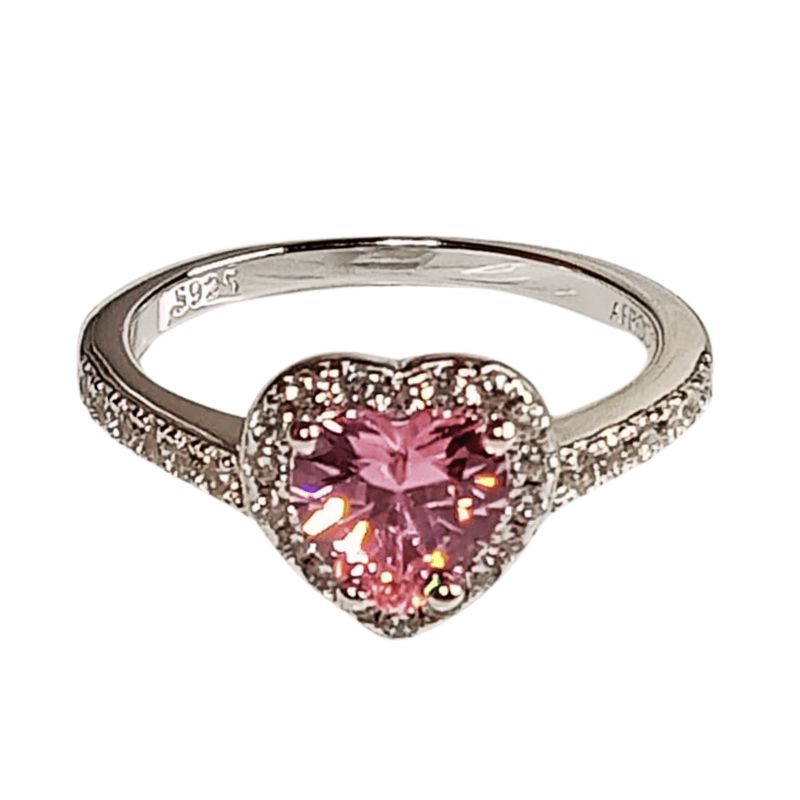 AFRODITA - Anillo de Compromiso Afrodita 614 Rosa Plata Maciza Bañado en Oro Blanco