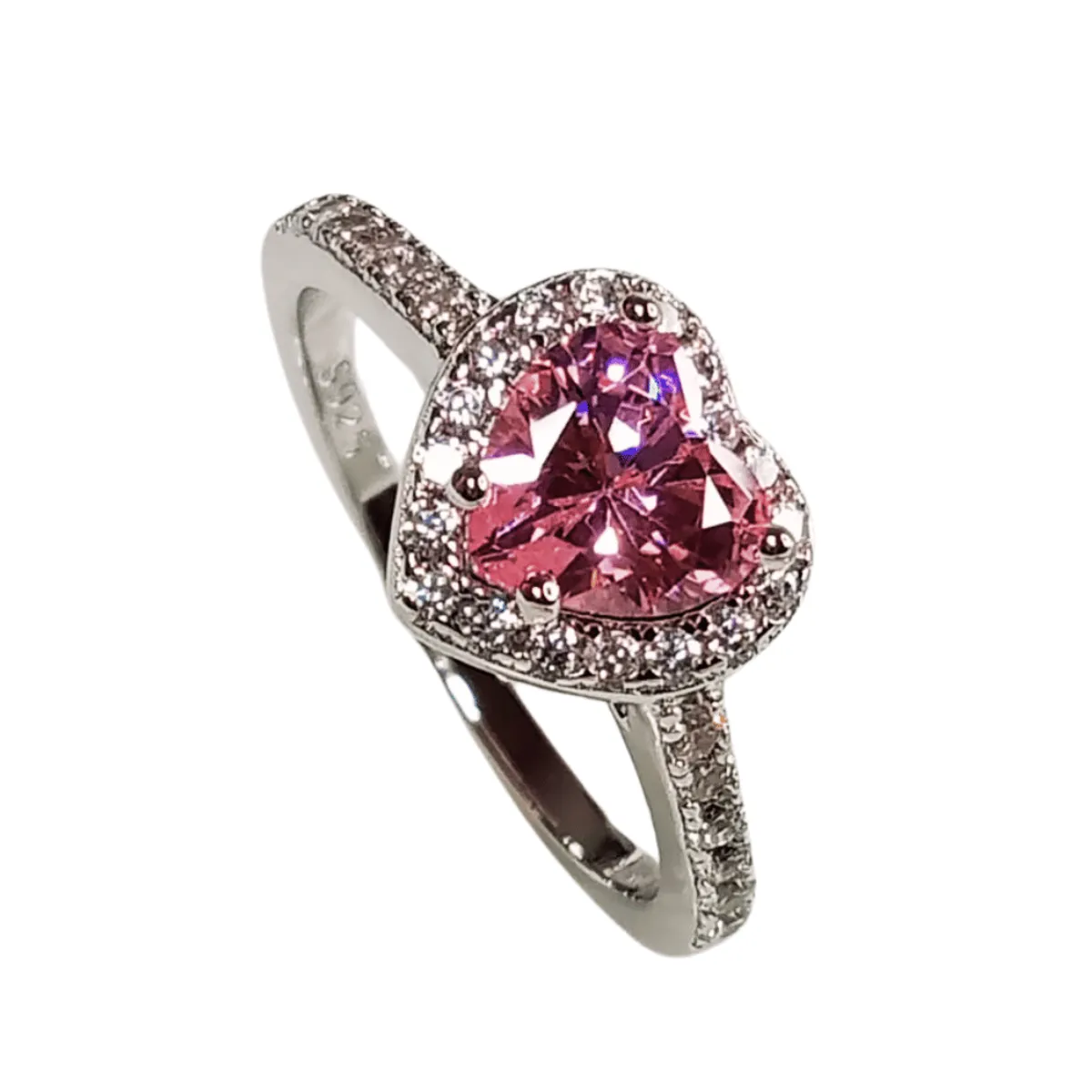 AFRODITA - Anillo de Compromiso Afrodita 614 Rosa Plata Maciza Bañado en Oro Blanco