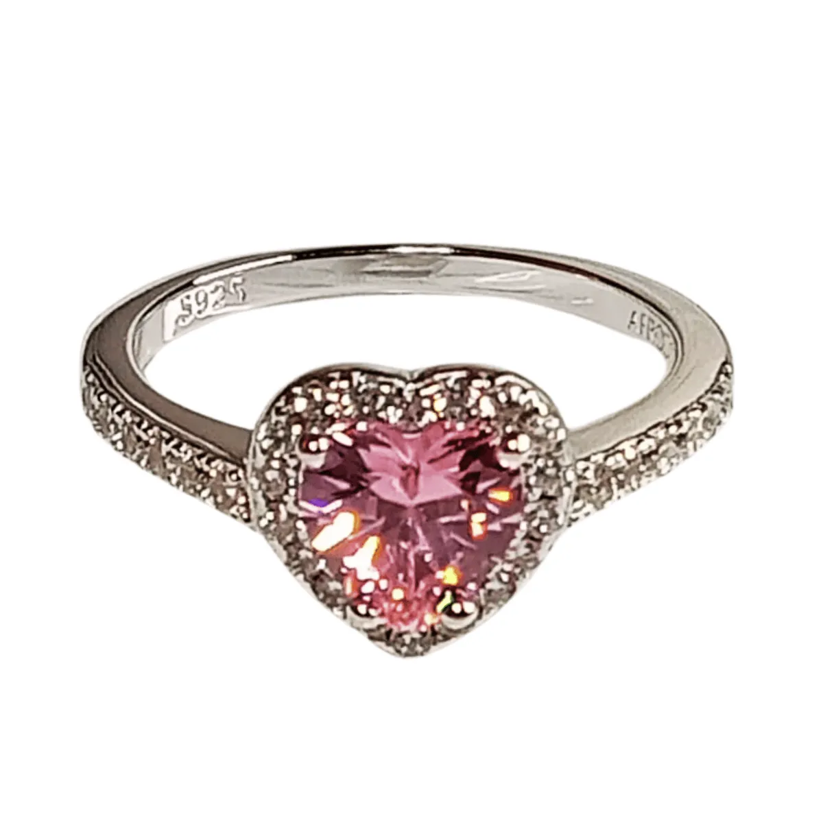 AFRODITA - Anillo de Compromiso Afrodita 614 Rosa Plata Maciza Bañado en Oro Blanco