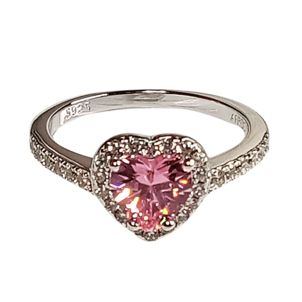 AFRODITA - Anillo de Compromiso Afrodita 614 Rosa Plata Maciza Bañado en Oro Blanco