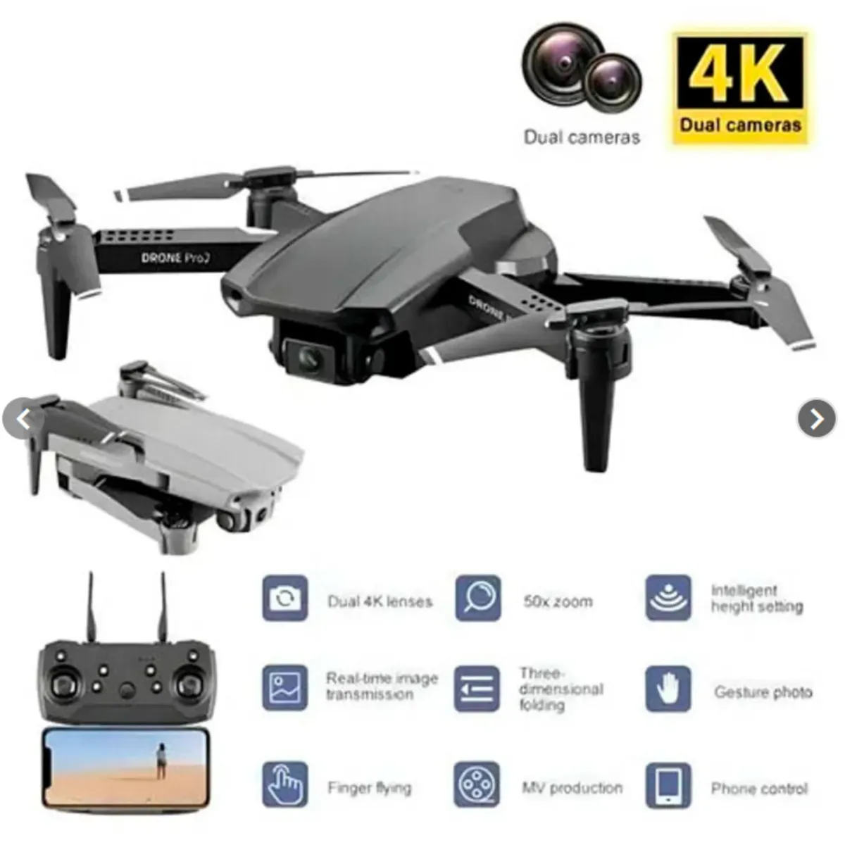 GENERICO - Mini Dron Profesional E99 Pro Camara HD