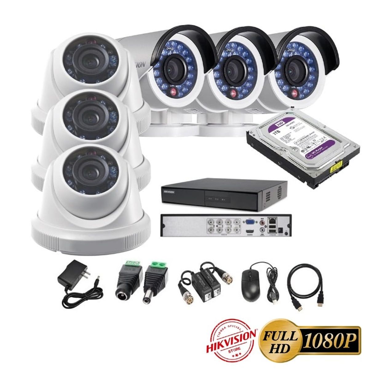 HIKVISION - kit 6 Cámaras Seguridad FULLHD Hikvision 1tb