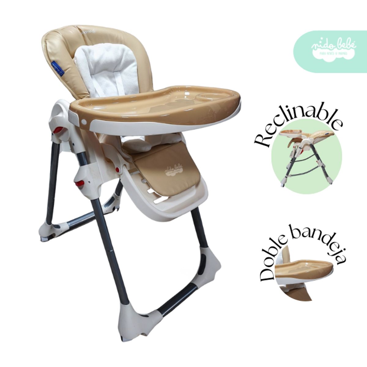 GENERICO - Silla De Comer de bebé Deluxe con Acolchado Premium Beige