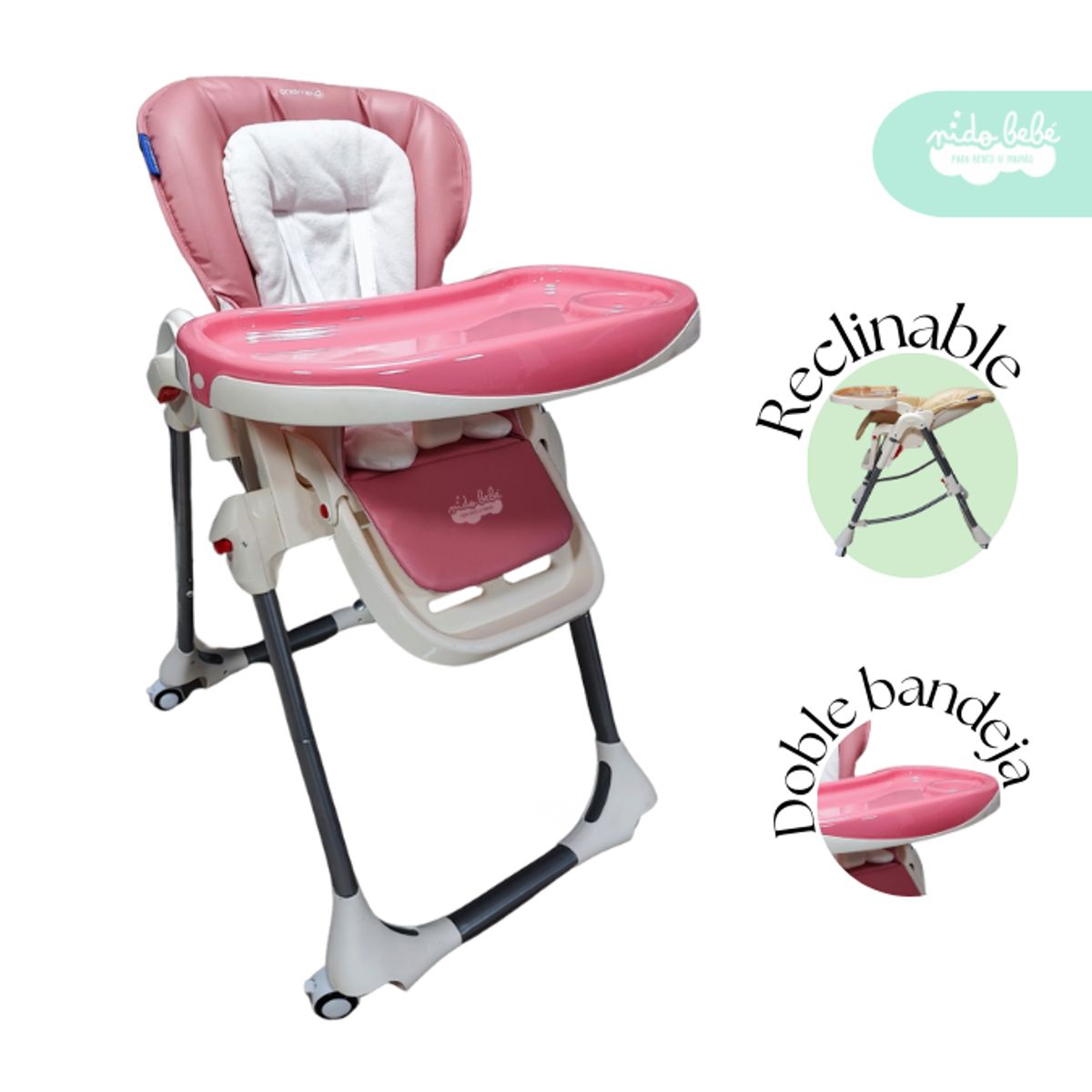 GENERICO - Silla De Comer de bebé Deluxe con Acolchado Premium Pink