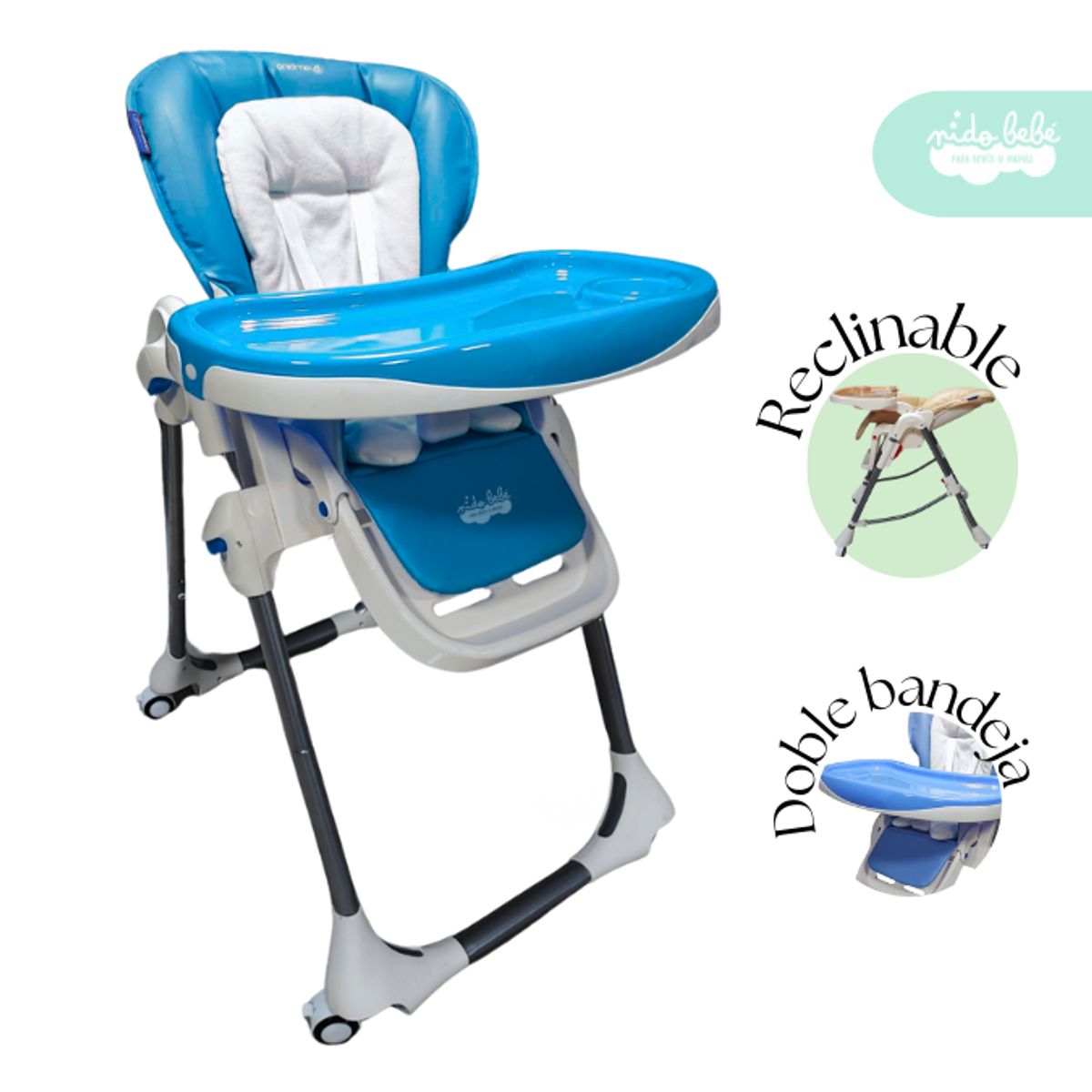 GENERICO - Silla De Comer de bebé Deluxe con Acolchado Premium Blue