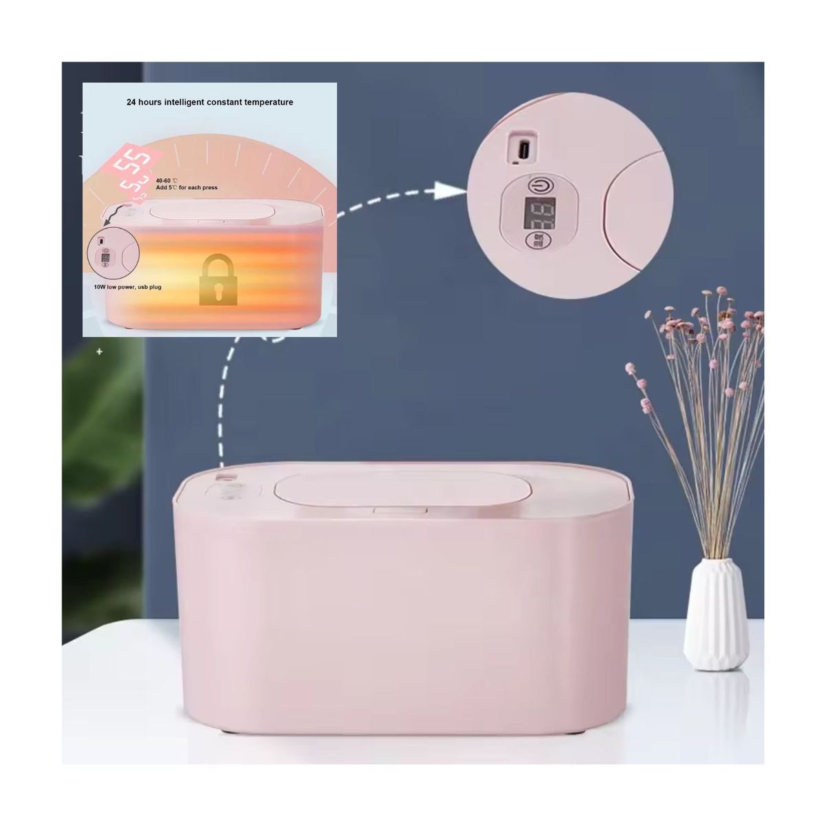 GENERICO - Calentador Toallitas Control Temperatura Rosita