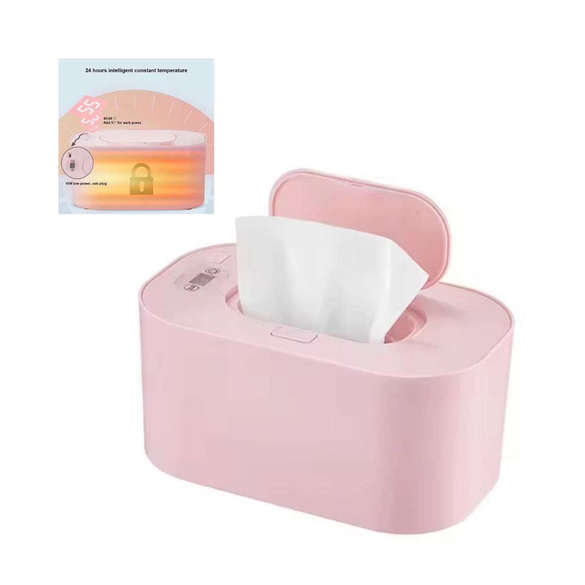 GENERICO - Calentador Pañitos y Toallitas Digital Rosadito