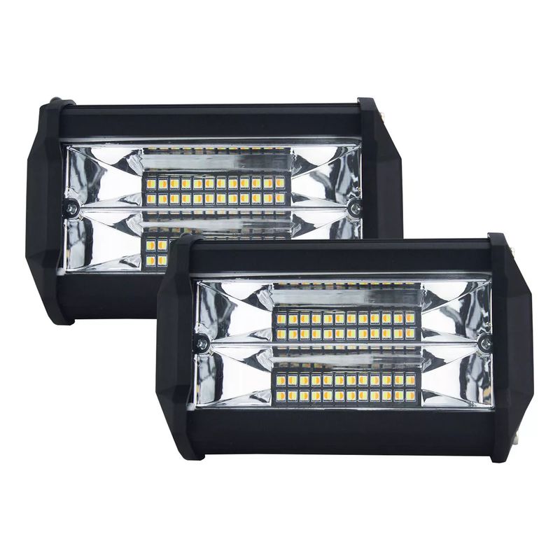 GENERICO - Faros Con Estrobo Blanco y Ámbar Dual 24 Leds 96 Watts