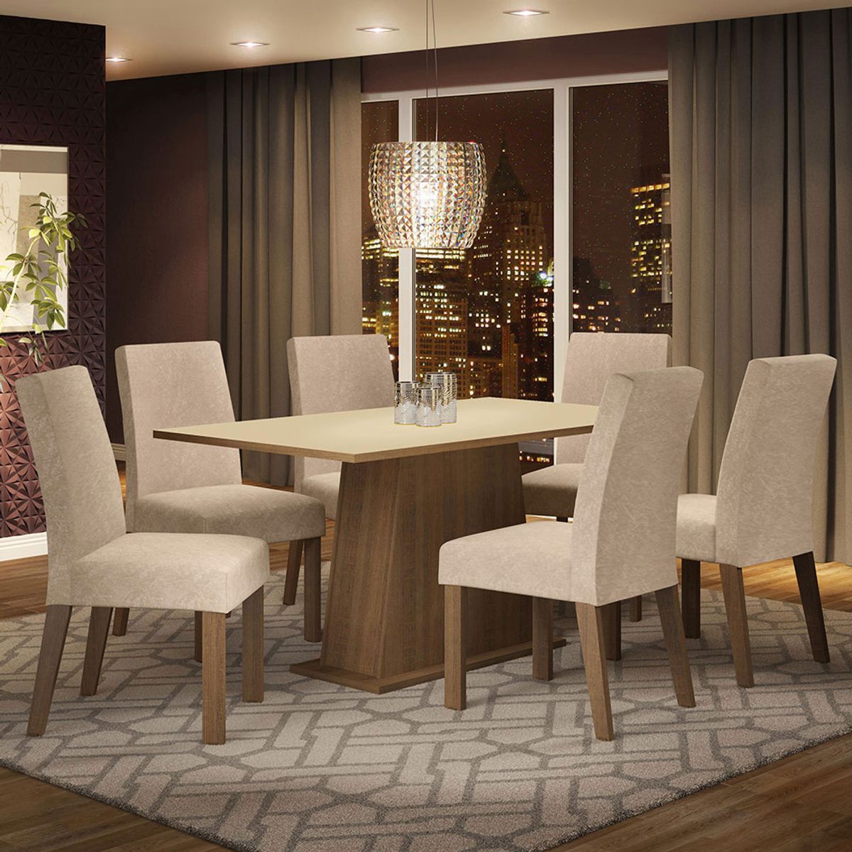 MADESA - Juego de Comedor Luciana con 6 Sillas