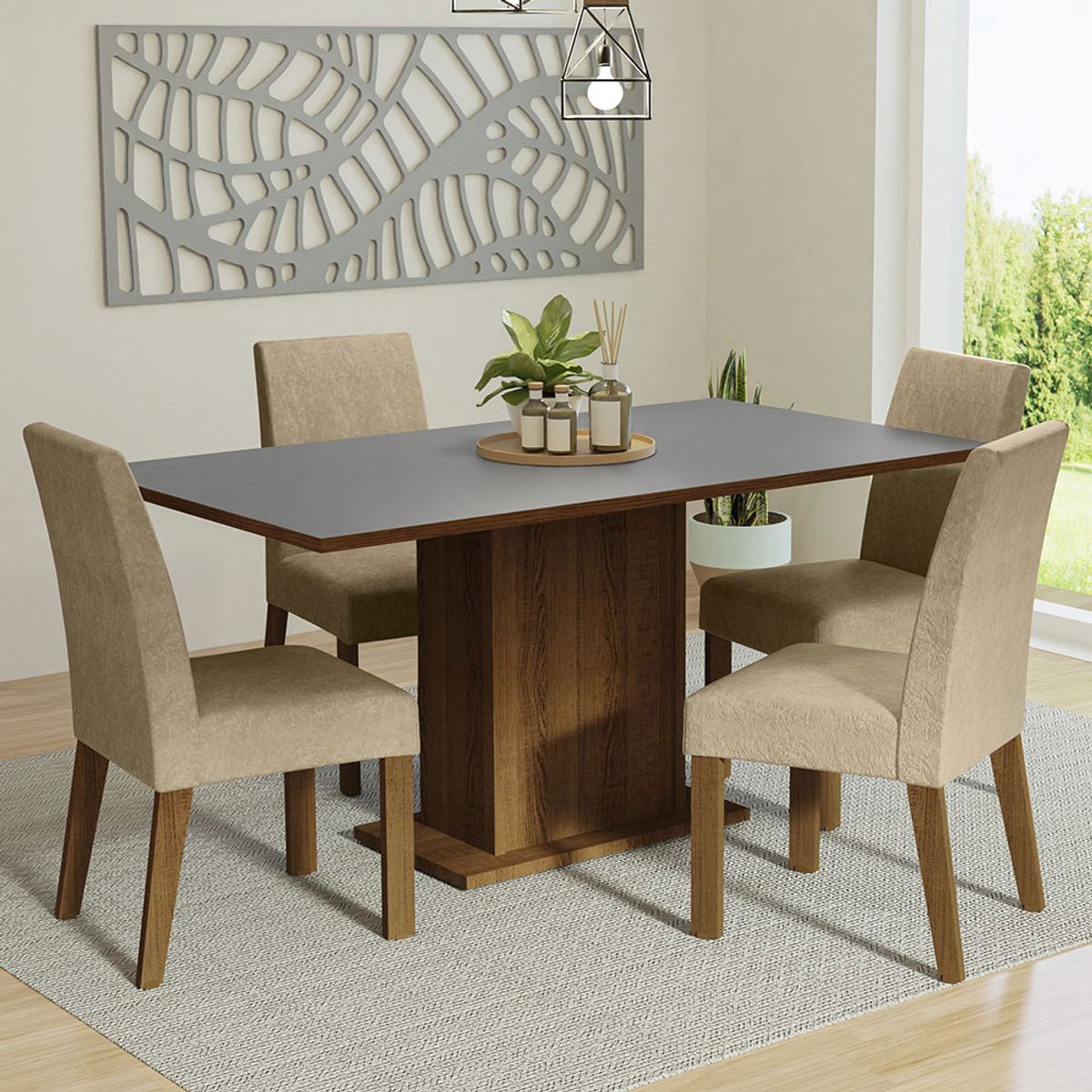 MADESA - Juego de Comedor Keila con 4 Sillas