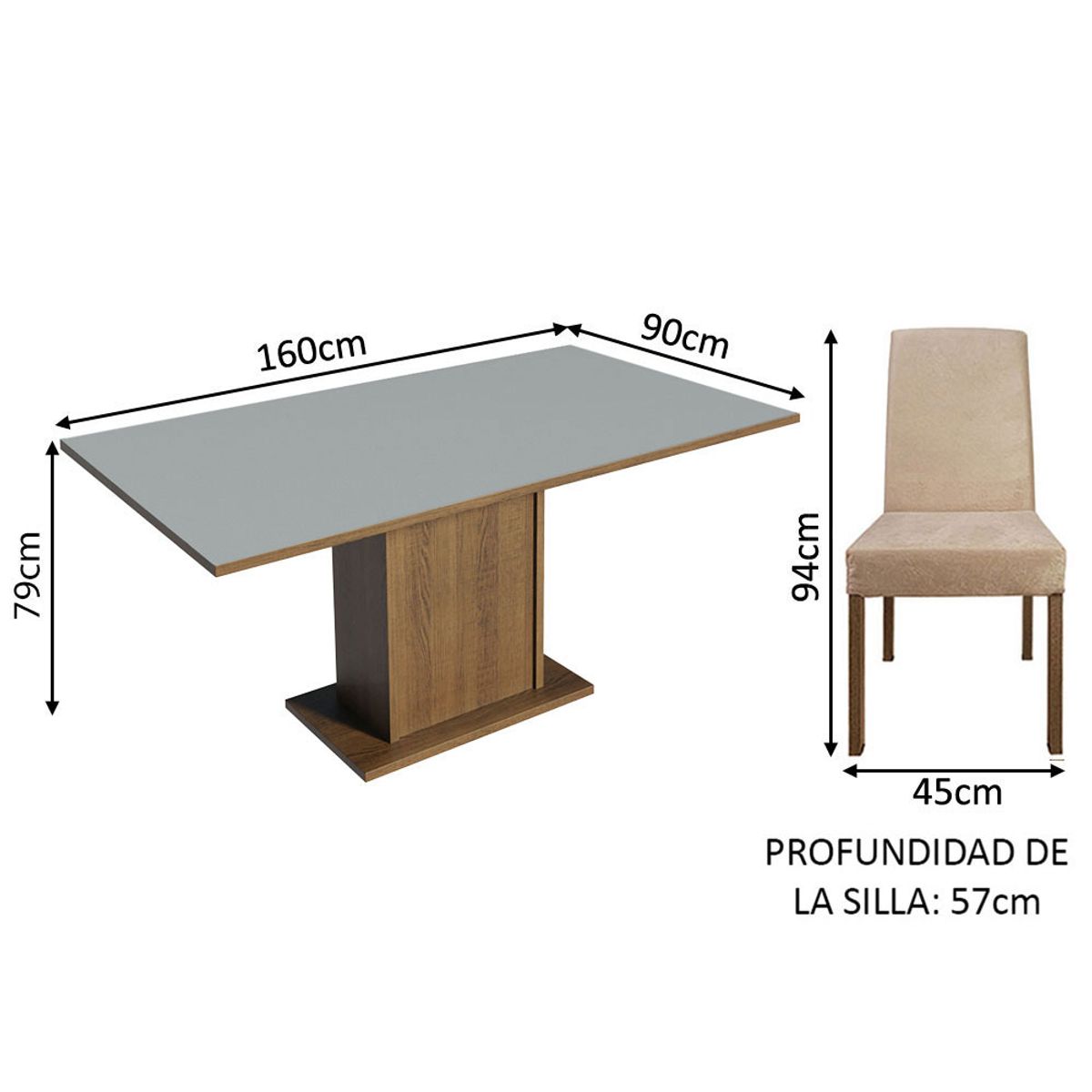 MADESA - Juego de Comedor Keila con 4 Sillas