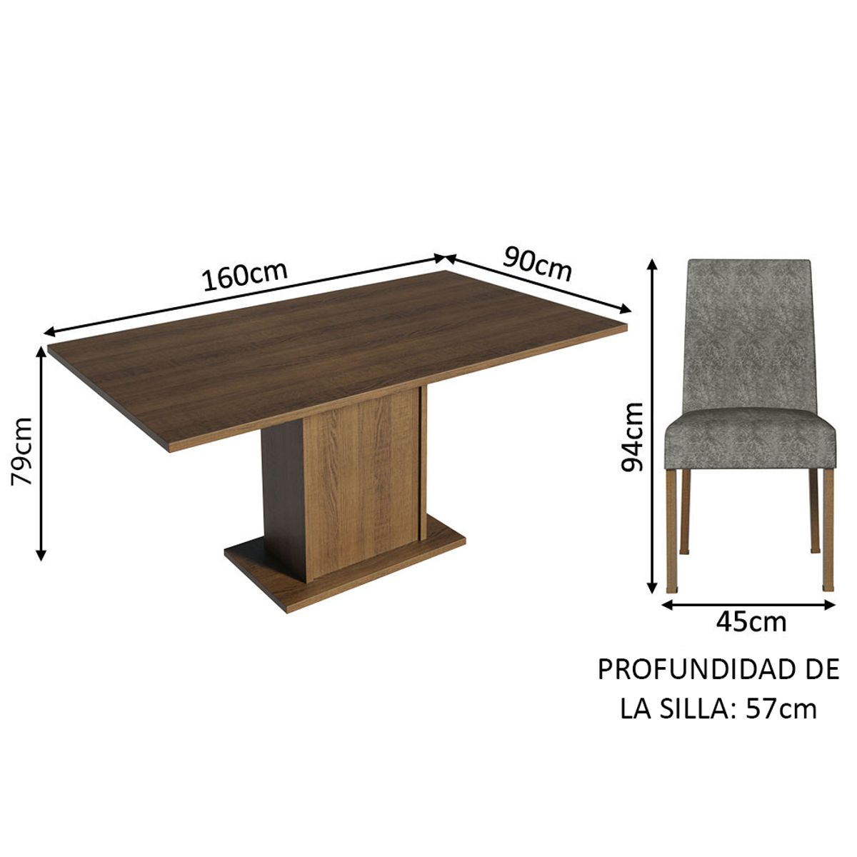 MADESA - Juego de Comedor Keila con 4 Sillas