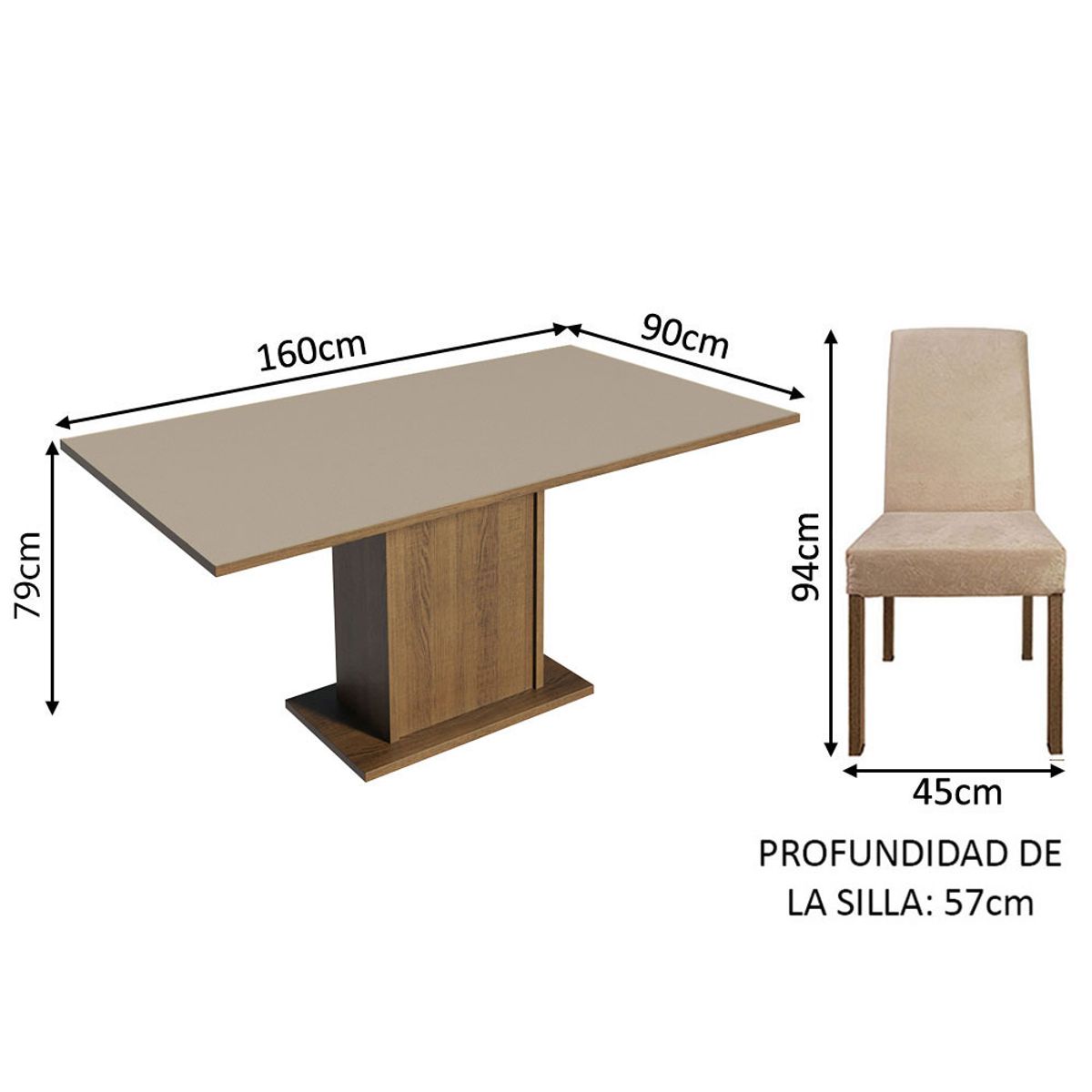 MADESA - Juego de Comedor Keila con 4 Sillas