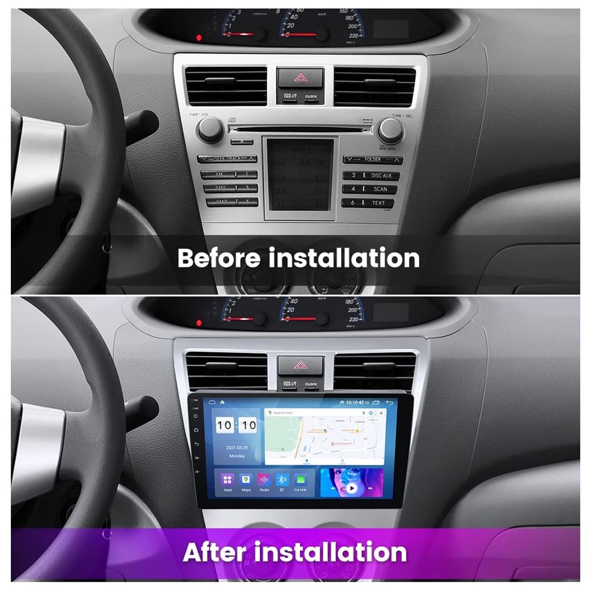 GENERICO - Autoradio Android Toyota Yaris 2007-2012 +Camara