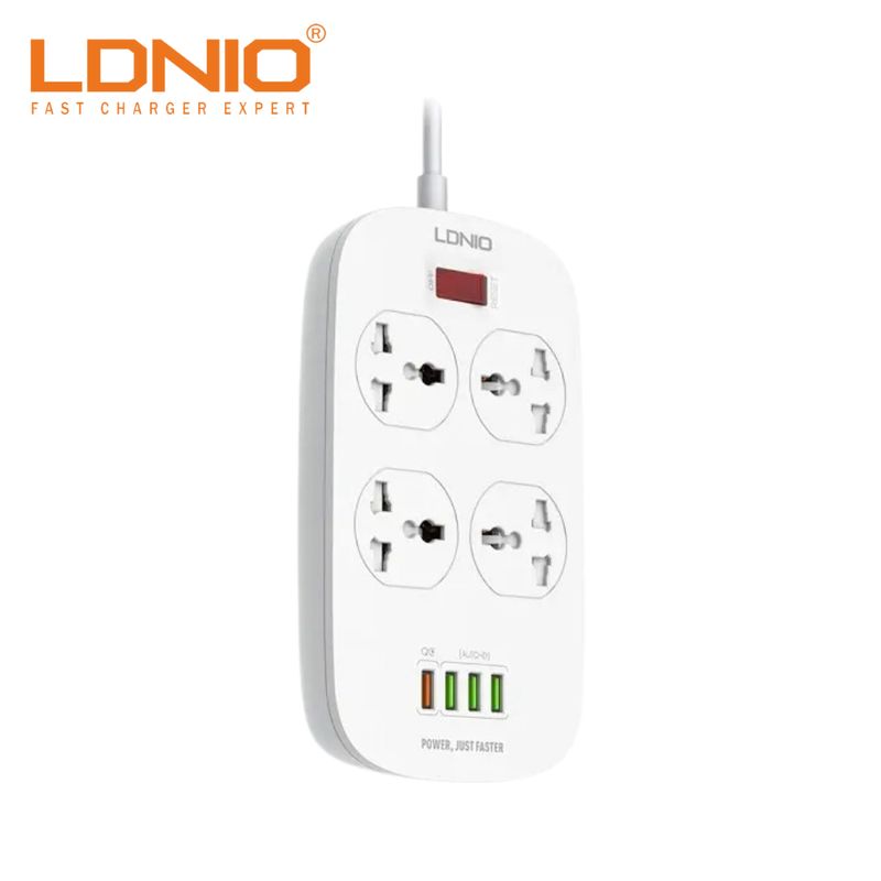 LDNIO - Extensión Tomacorriente LDNIO 4 Power Socket SC4407 Blanco USB QC 3.0