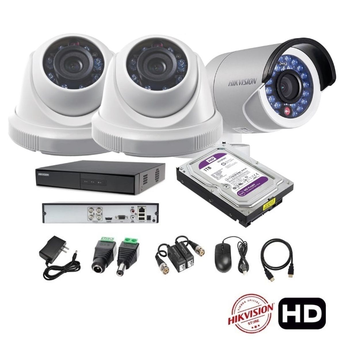 HIKVISION - kit 3 Cámaras Seguridad HD Hikvision 1tb