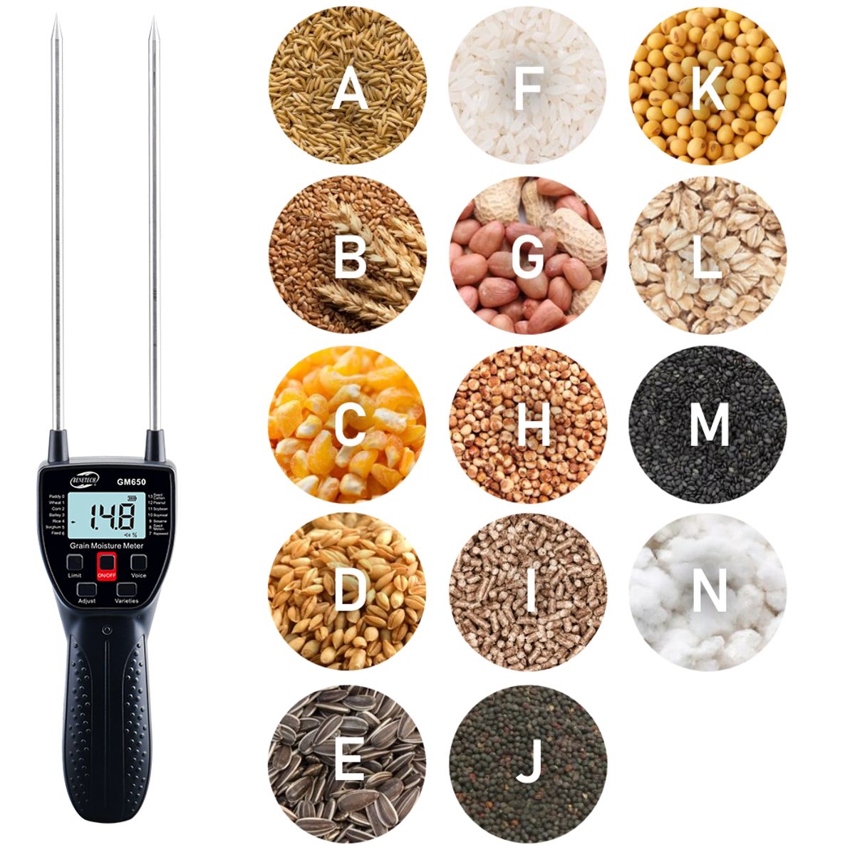 BENETECH - Medidor de Humedad de Granos con Sonda de 90cm - BENETECH GM650C